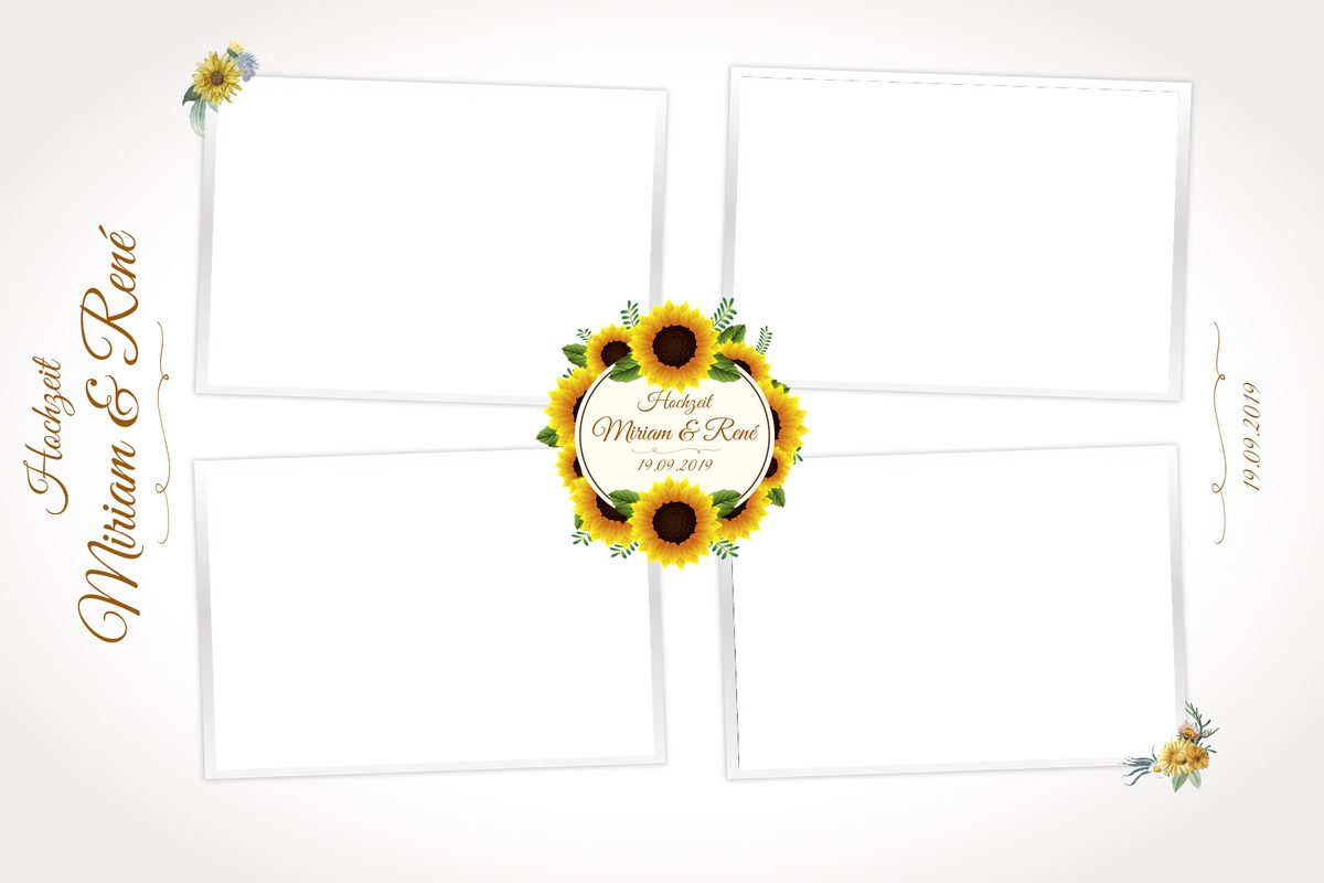 Fotorahmen im Sonnenblumen-Design für eine Hochzeit